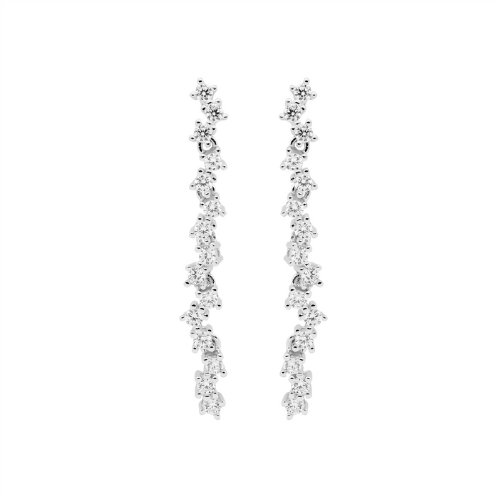 Dazzling Silver Drop Earrings with Cubic Zirconia Accents