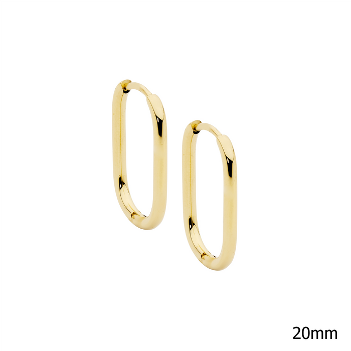 Ellani Sleek Stainless Steel Oval Hoop Earrings