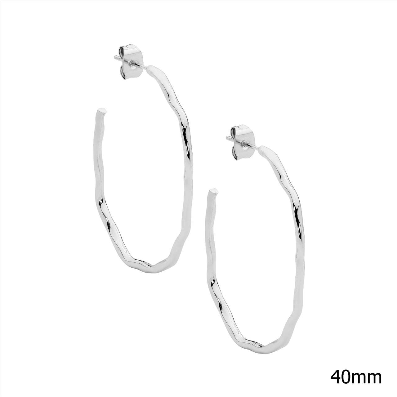 Ellani Stainless Steel Wave Hoop Earrings