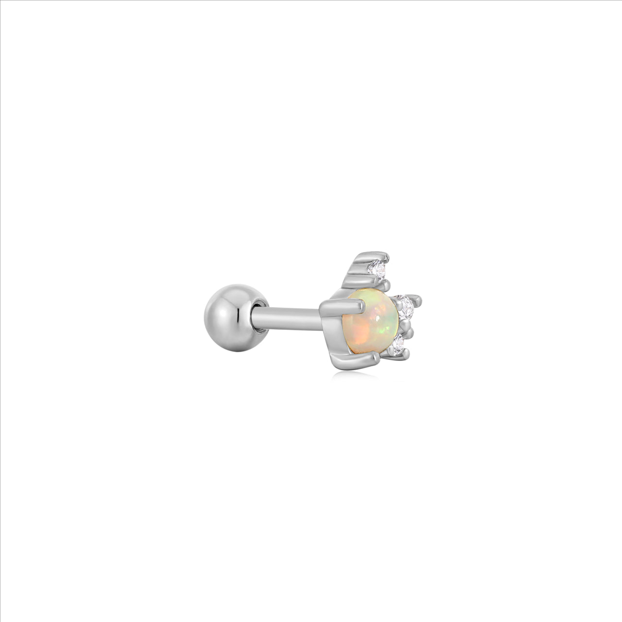 Ania Haie Silver Kyoto Opal Sparkle Crown Barbell Single Earring