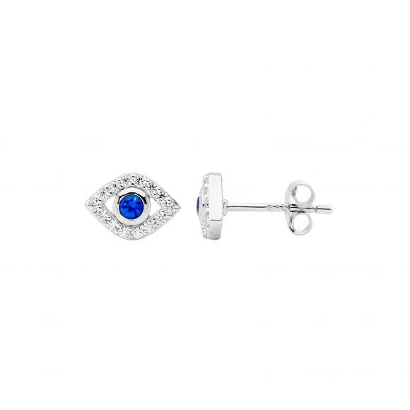 Ellani Blue Cubic Zirconia Evil Eye Bezel Set