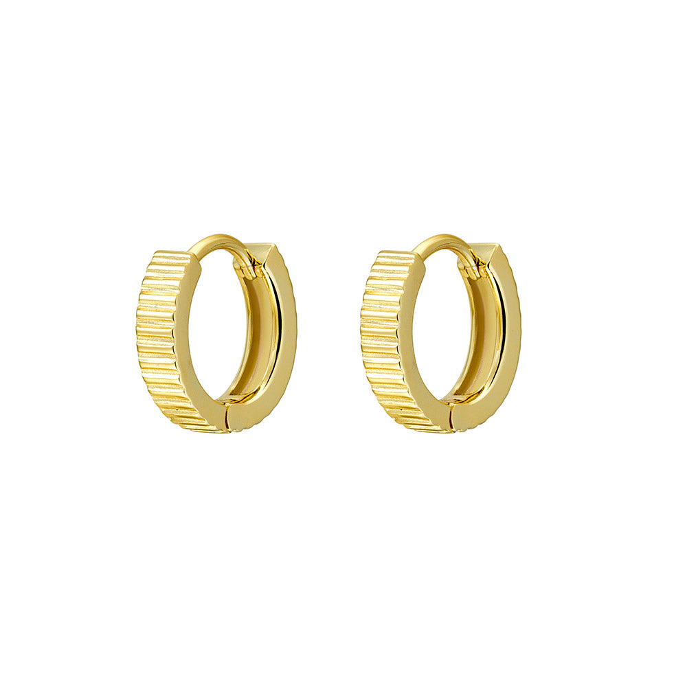 Sterling Silver Fine Ridged Flat Hoop Earrings