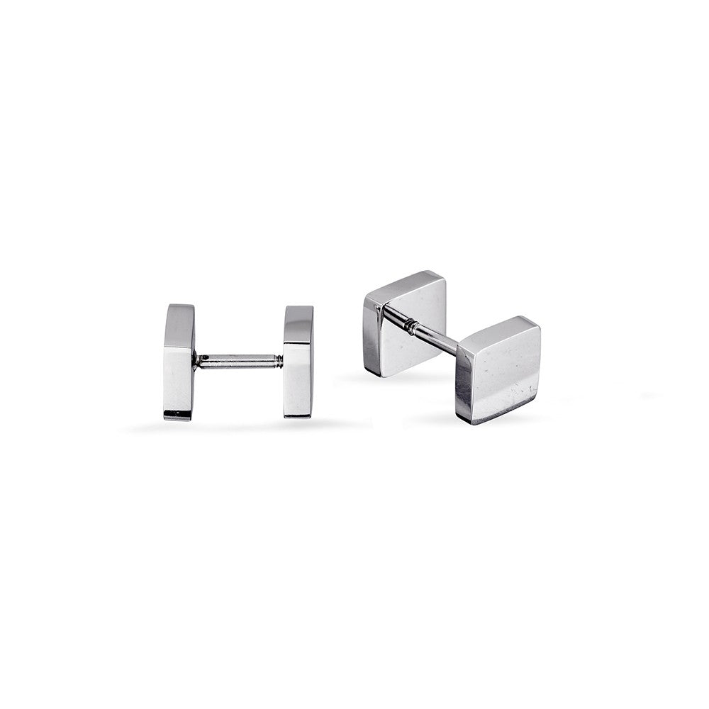 Blaze Stainless Steel Mens Plain Square Stud in Polished Finish