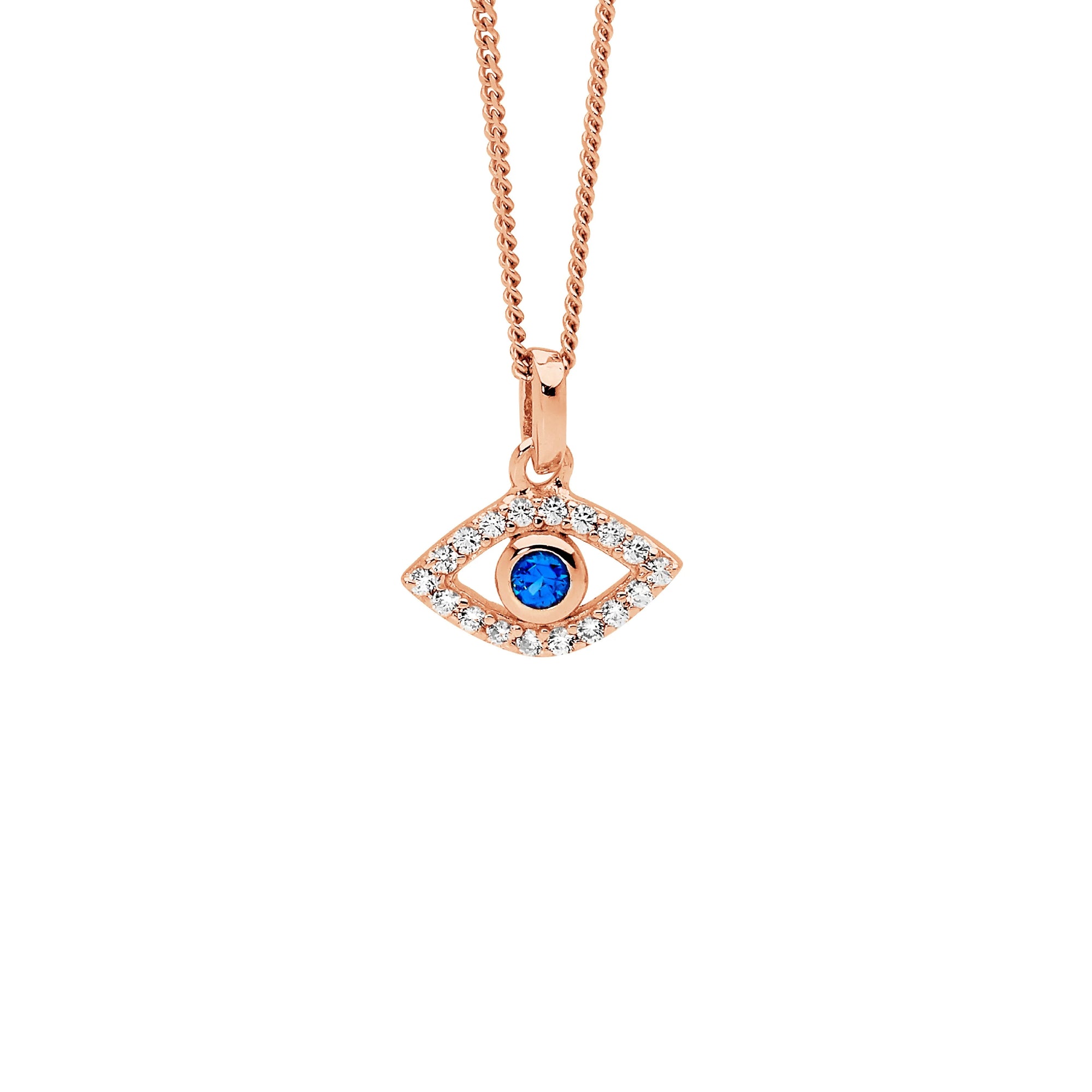 Ellani Blue Cubic Zirconia Evil Eye Bezel Set