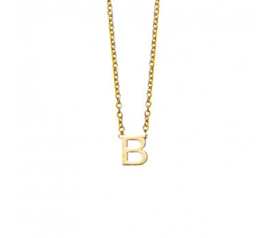 Sterling Silver Gold Plated Necklace "B" Petite Initial Pendant