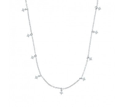 Sterling Silver Necklace With Petite CZ Charms 42 + 3cm