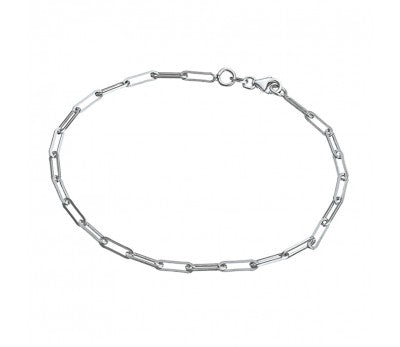 Paperclip Link Anklet in Sterling Silver