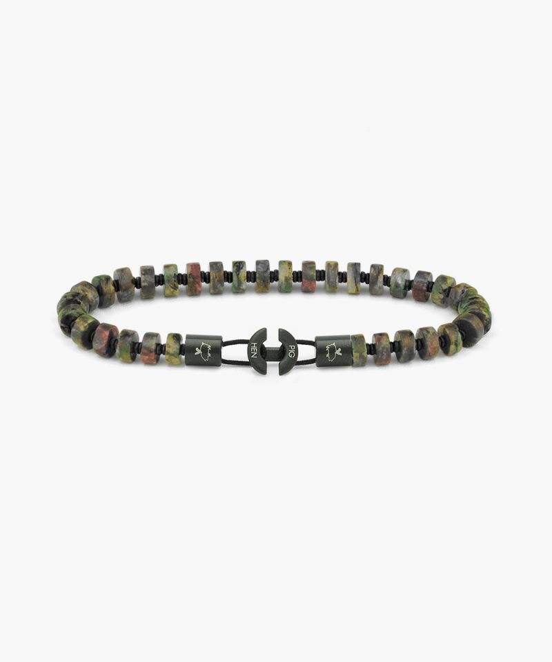 Pig & Hen Brontide 6mm Dragon Blood Jasper | Black M