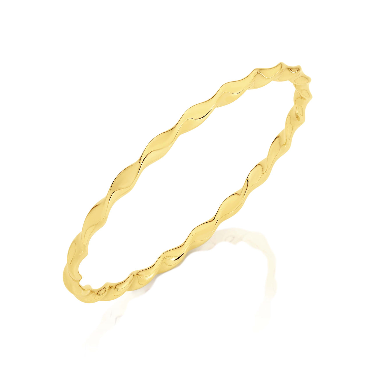 Wave Pattern Bangle in Yellow Gold