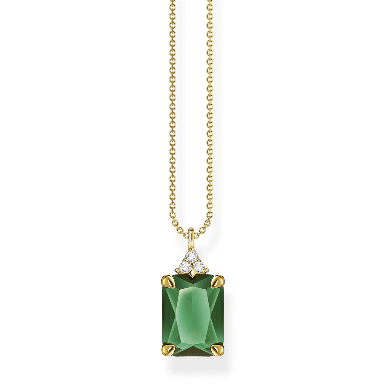 18 Carat Gold Plated Green Stone Necklace