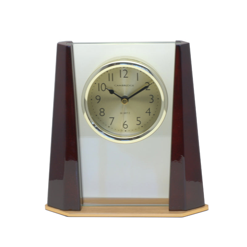 Peal Time Wood and Glass Desk Clock
