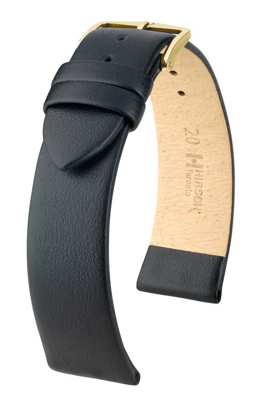 Hirsch Toronto XL Black Strap & Silver Buckle 24mm