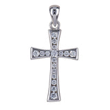 Rhodium Plated Cross with Cubic Zirconia