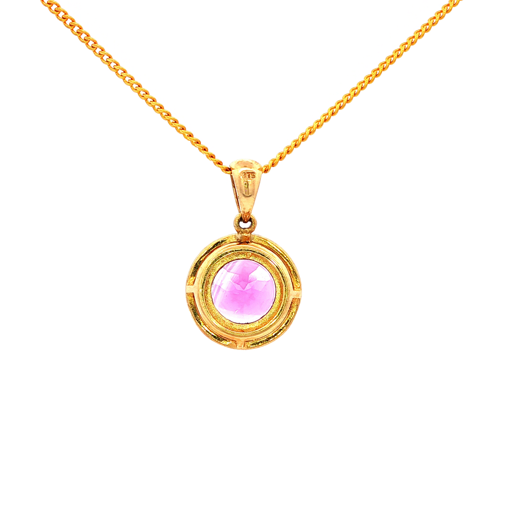 Round Frame Diamond & Amethyst Pendant