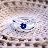 Round Blue Sapphire in White Gold