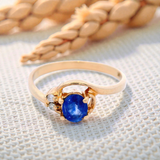 Blue Australian Sapphire Dress Ring Set in Yellow Gold