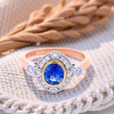 Ceylon Sapphire & Diamond Dress Ring in 18 carat Rose & White Gold