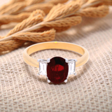 Oval Red Ruby Set in 4 Claw Yellow Gold Setting