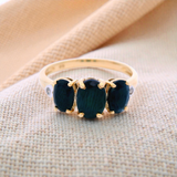 Oval Black Sapphire Dress Ring Set in Yellow Gold