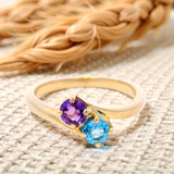 Blue Topaz and Amethyst Dress Ring in Yellow Gold