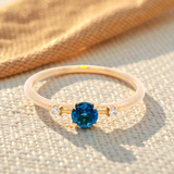 London Blue Topaz and Diamond Ring in 9ct Yellow Gold