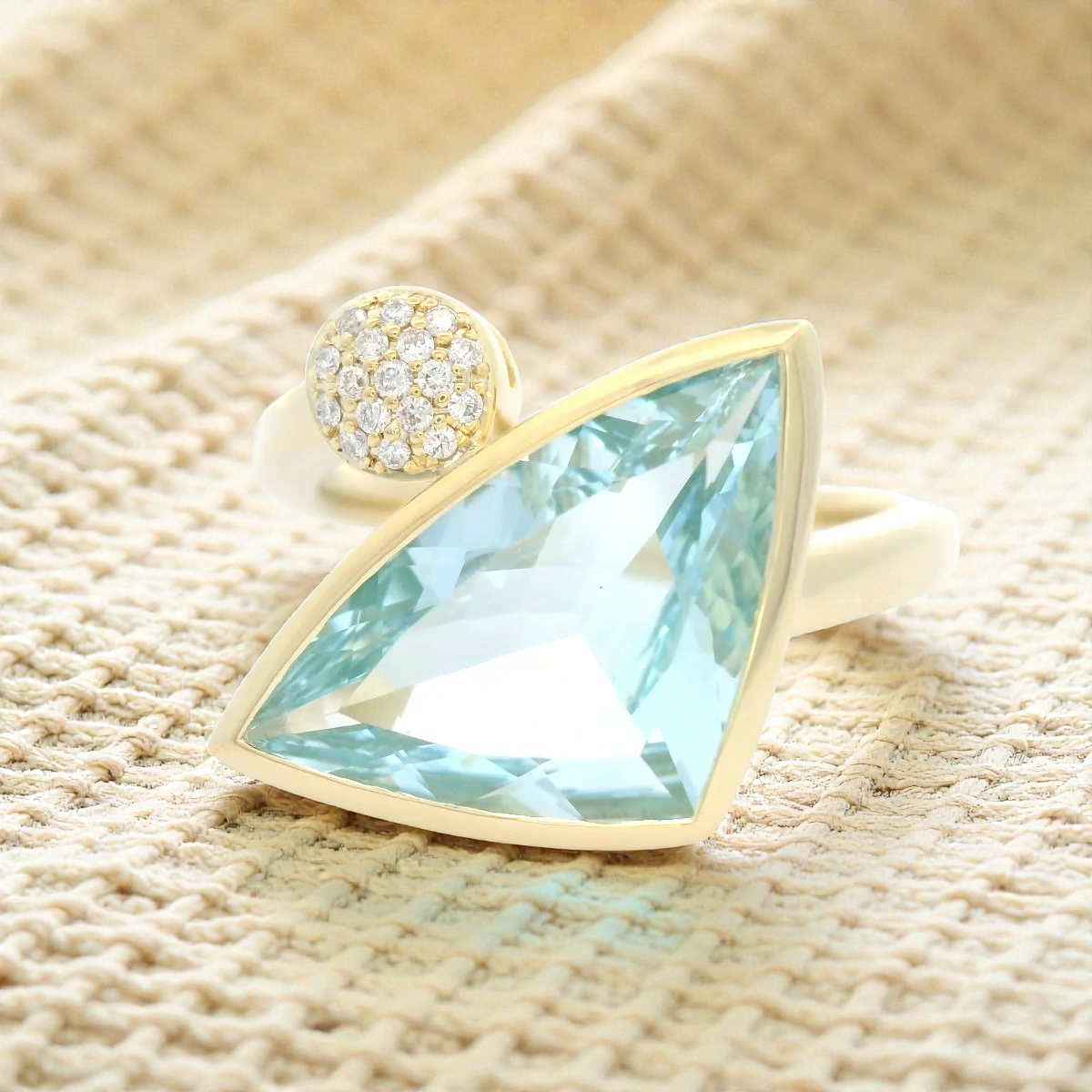 Blue Topaz and Diamond Dress Ring in Yellow Gold