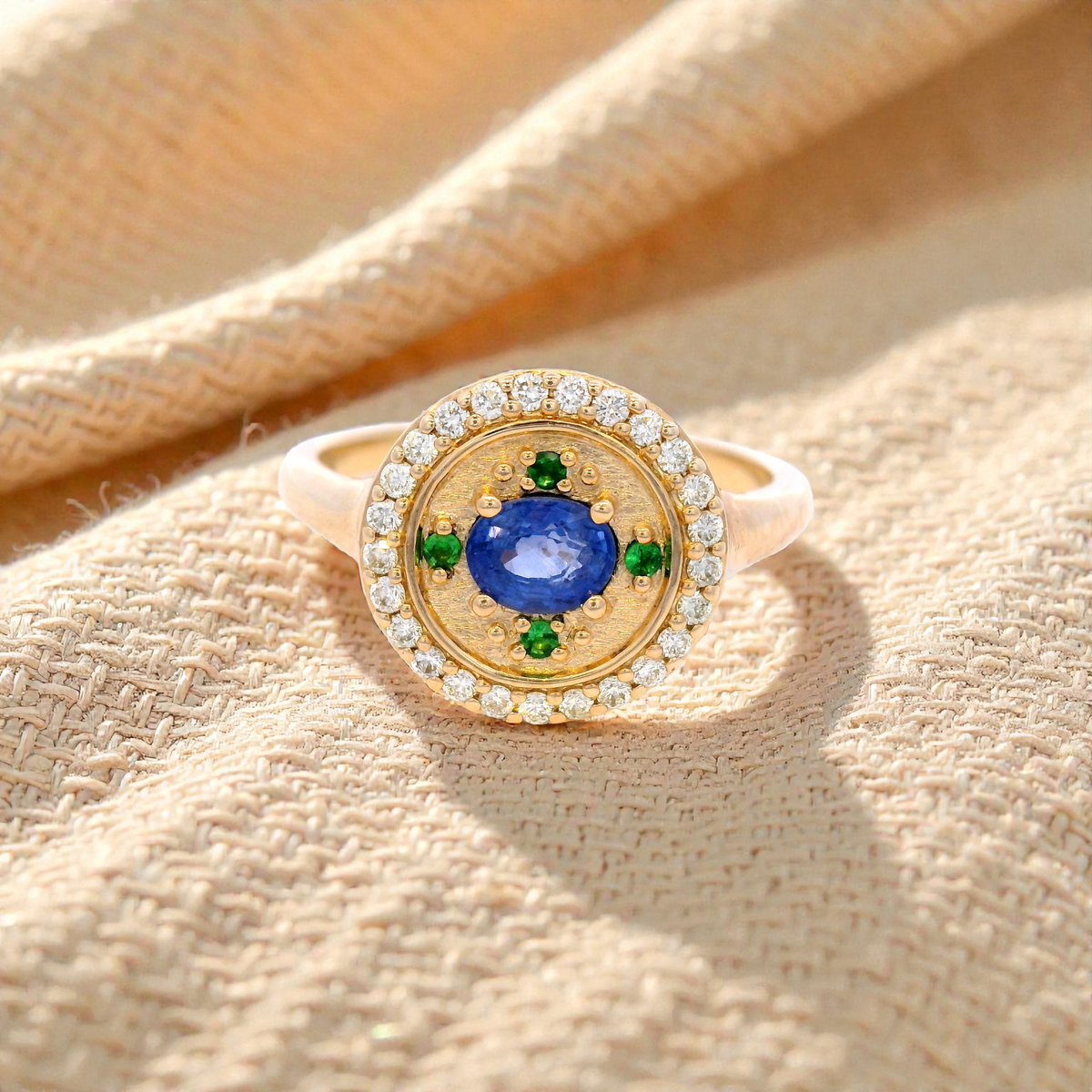 Sapphire Set in Yellow Gold Ring