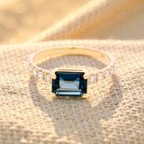 Emerald Cut, London Blue Topaz Dress Ring