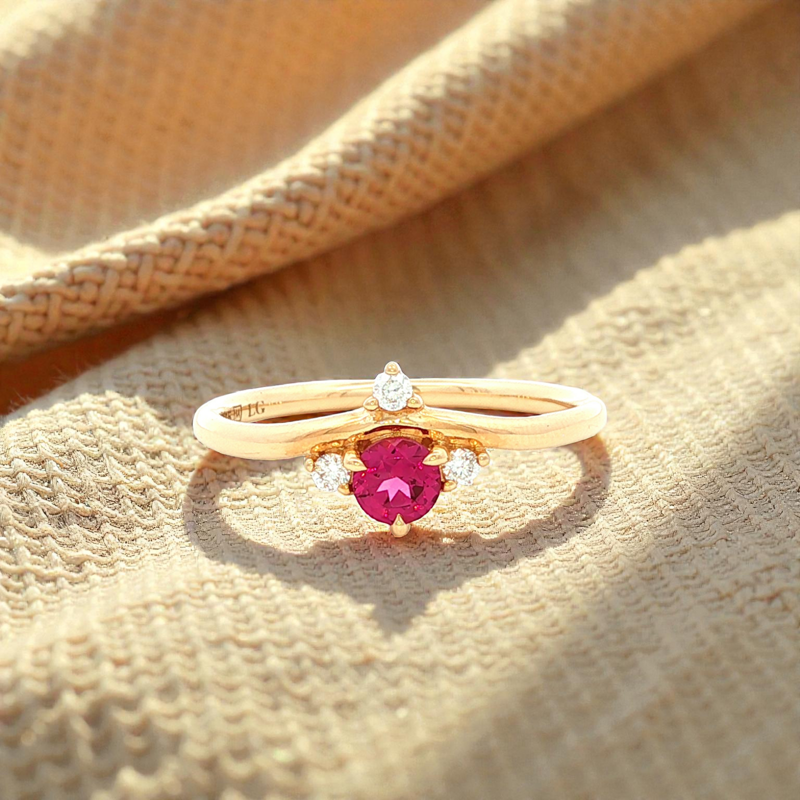 Rhodolite Garnet and Diamond Dress Ring in Yellow Gold