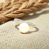 Two-Tone Chinese Cultured Pearl & Diamond Dress Ring