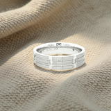 Platinum White Gold Band Ring with Round Brilliant Diamonds