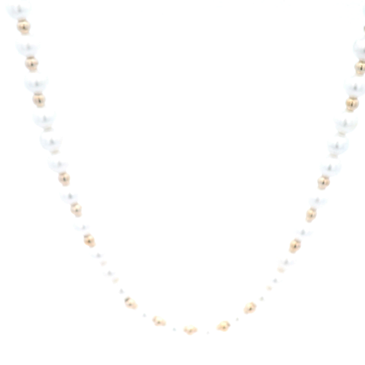 Yellow Gold Plated Alloy Bead Pearl Necklace