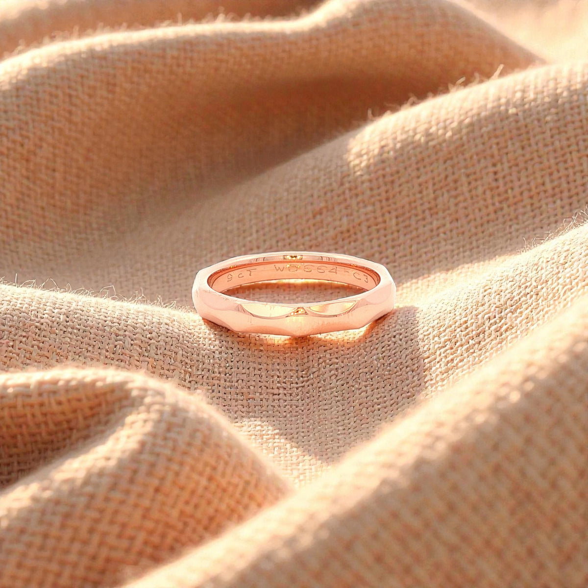 Wave Patterned Wedding Ring in Rose Gold