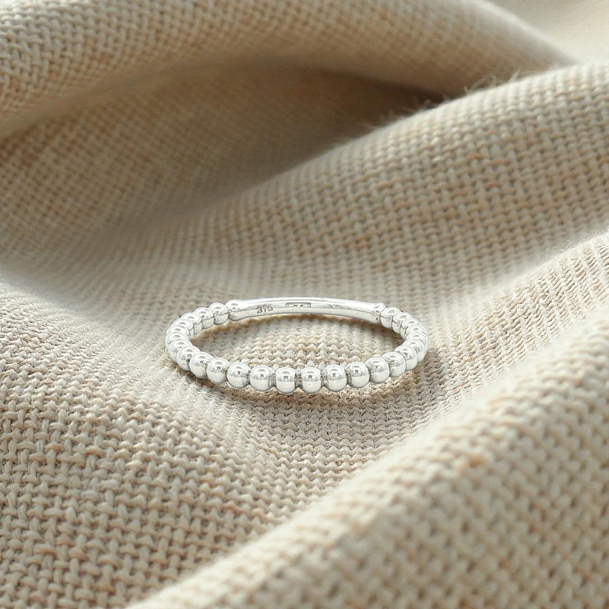Beaded Dress Ring in White Gold