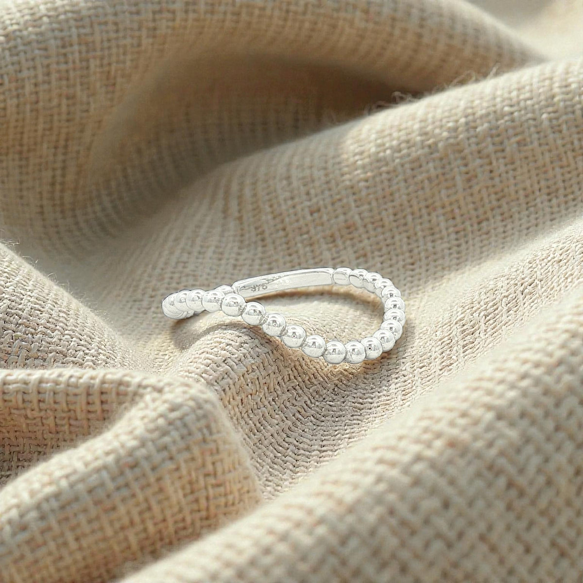 Beaded Dress Ring in White Gold