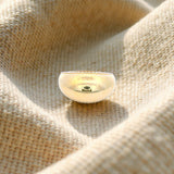 Patterned Edge Dome Ring in Yellow Gold