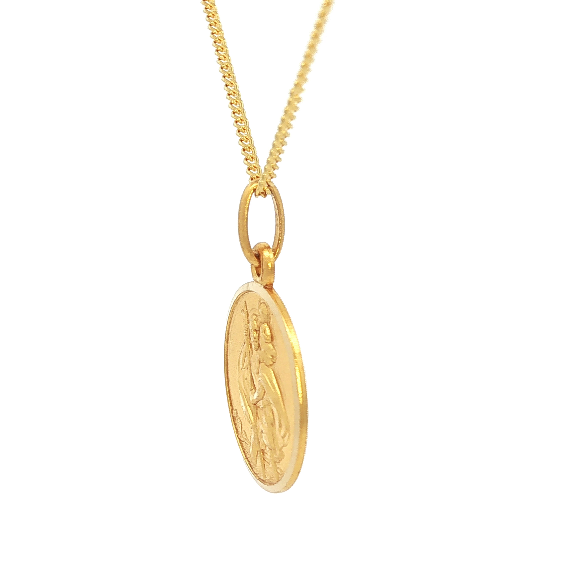 Saint Christopher Round Pendant in Yellow Gold