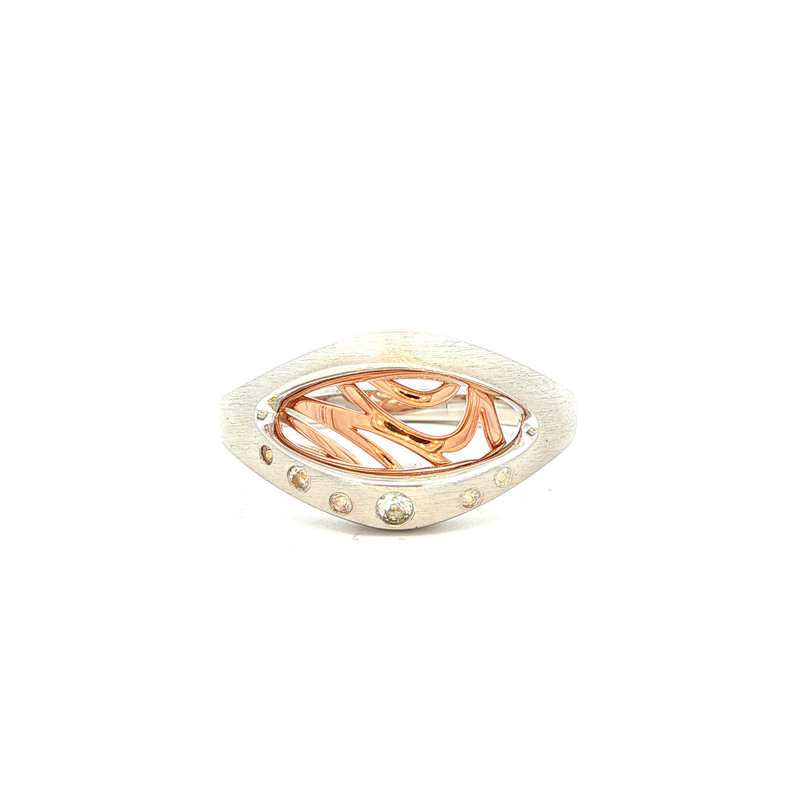 Rose Gold & Rhodium Plated Sterling Silver White Sapphire Ring