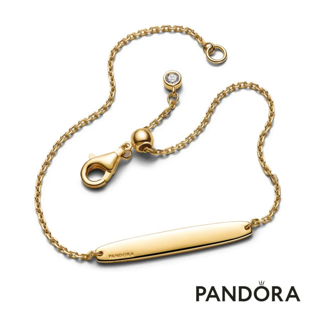 Pandora Engravable Bar Bracelet with Clear Cubic Zirconia