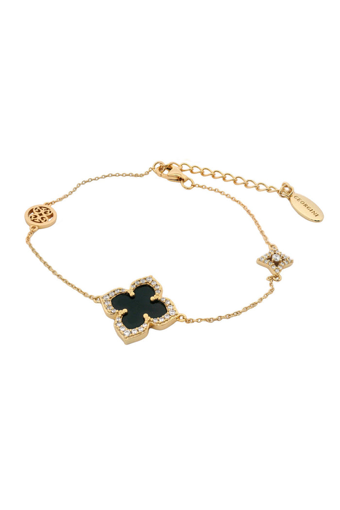 Georgini Midnight Velvet Black Agate Fairwater Bracelet Gold