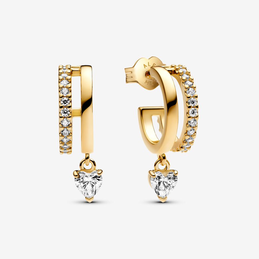 Dangling Heart Hoop Earrings