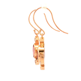 Pink Tourmaline, Black and White Diamond Earrings in Rose Gold