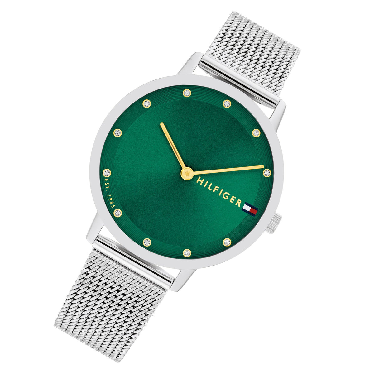 Tommy Hilfiger Silver Steel Mesh Green Dial Women's Watch
