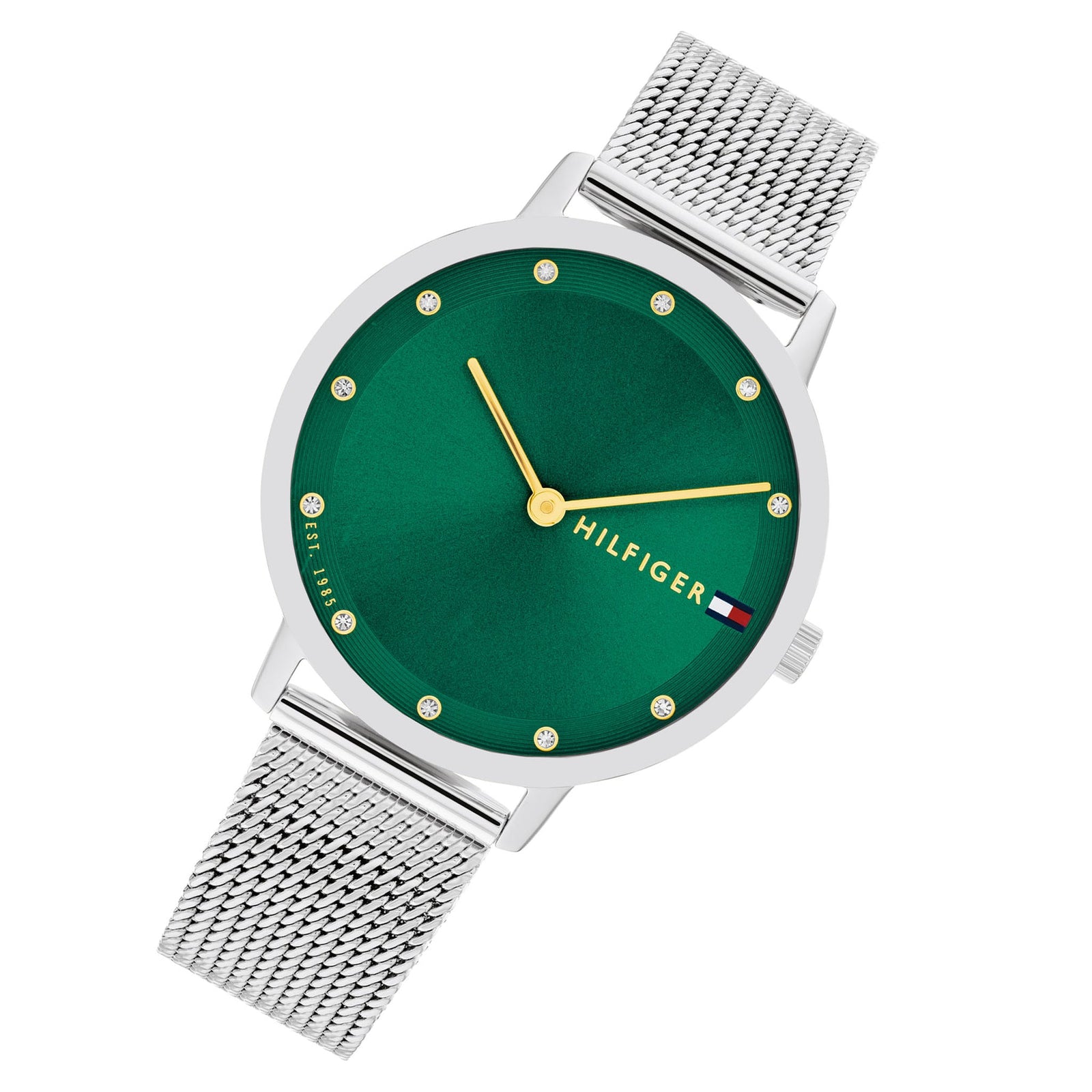 Tommy Hilfiger Silver Steel Mesh Green Dial Women's Watch