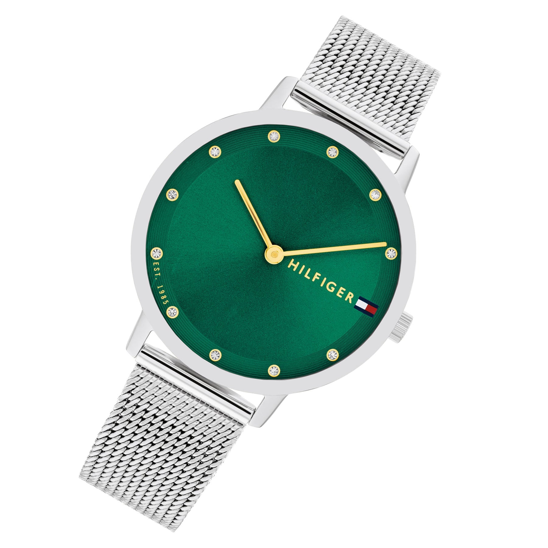Tommy Hilfiger Silver Steel Mesh Green Dial Women's Watch