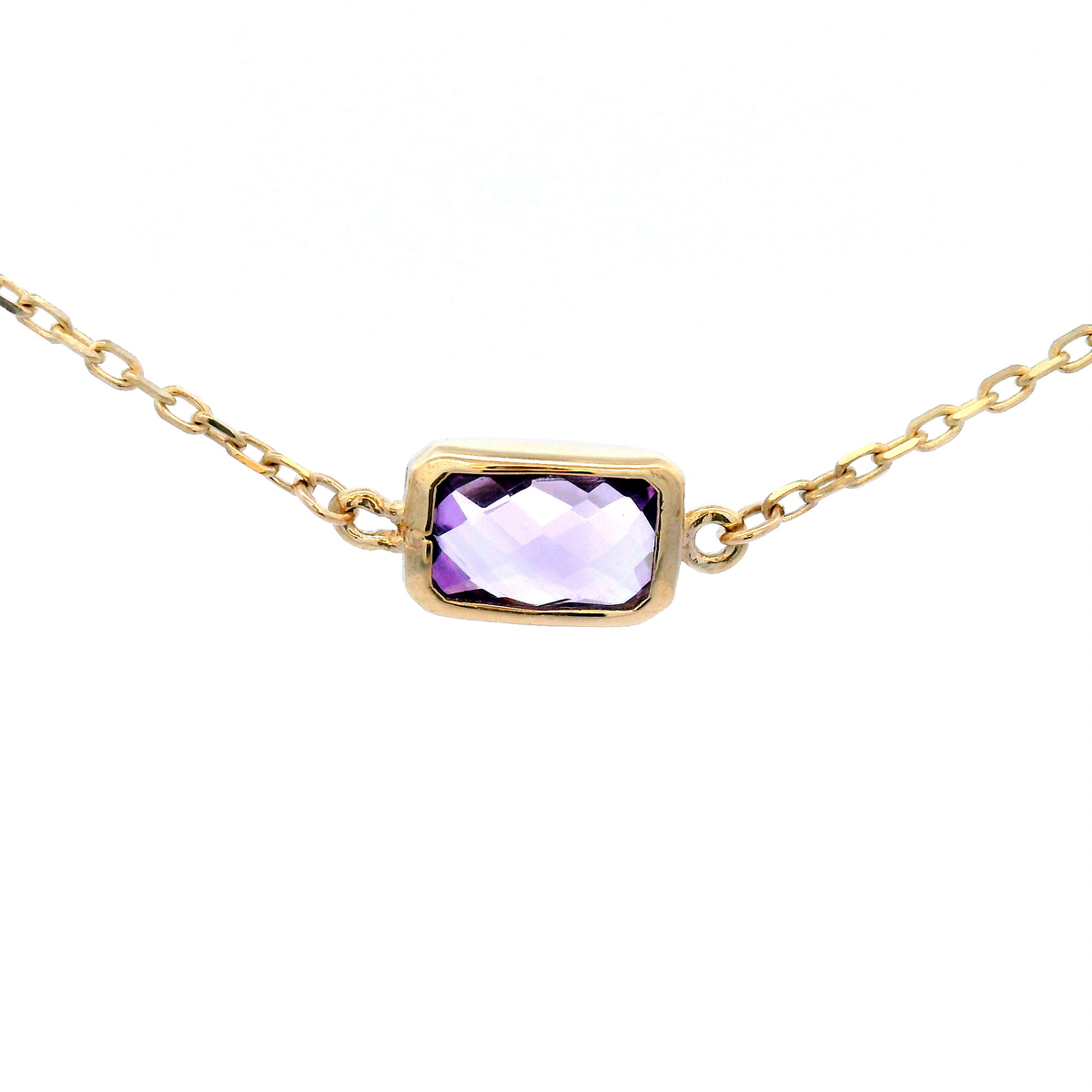 Faceted Amethyst Necklace in Yellow Gold
