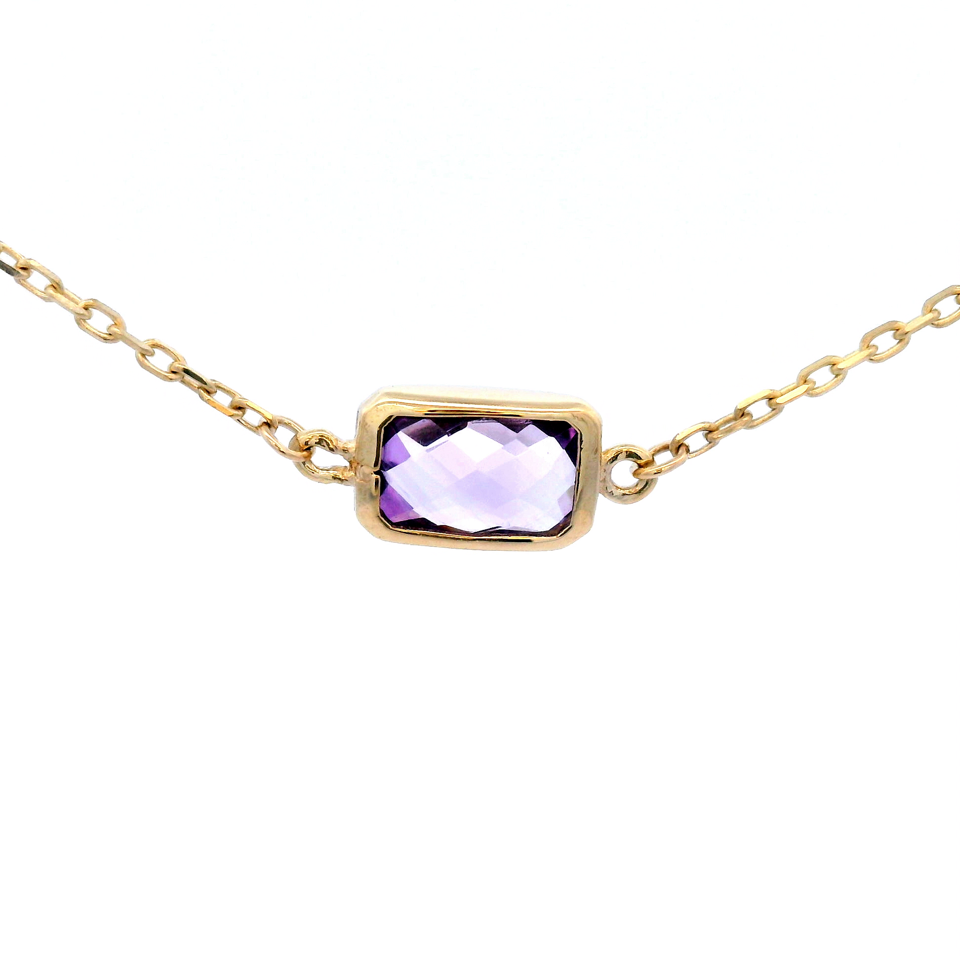 Faceted Amethyst Necklace in Yellow Gold