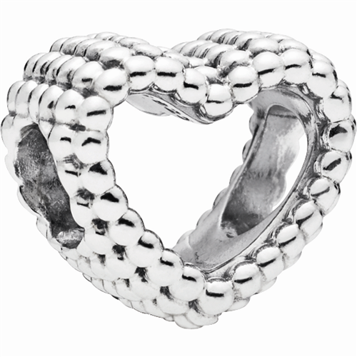 Beaded Heart Silver Charm