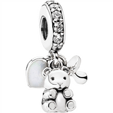 Baby Treasures Hanging Silver Charm w CZ