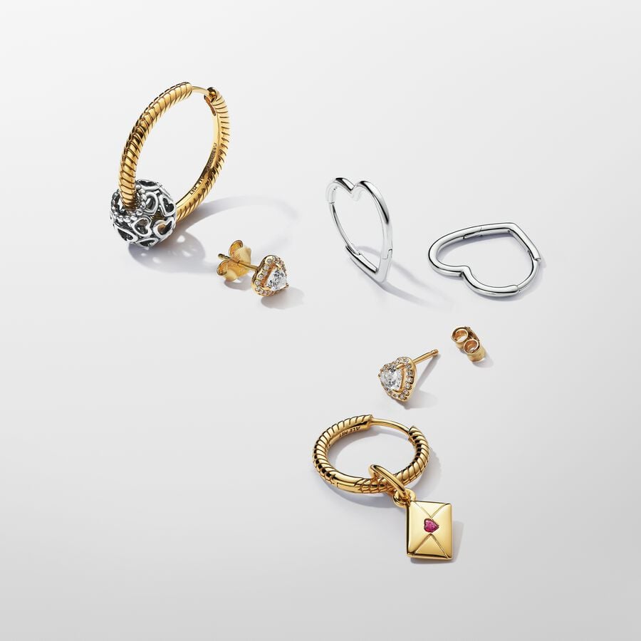 Sparkling Elevated Heart Stud Earrings